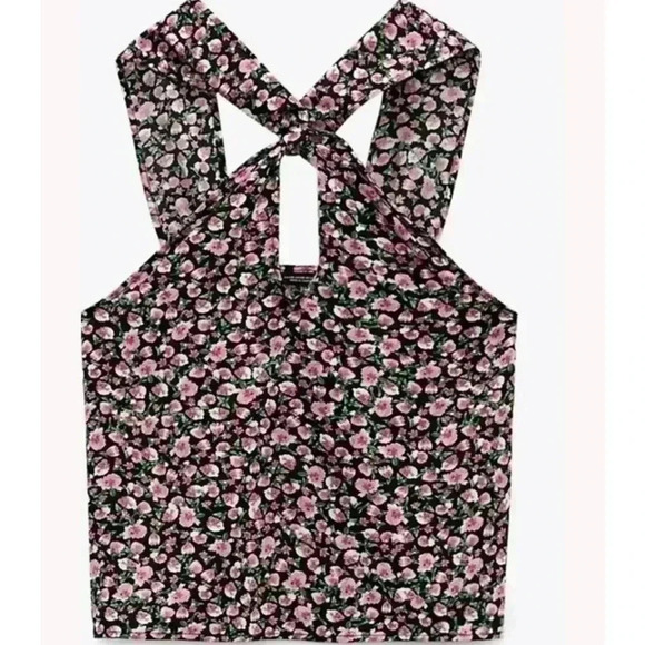 BNWT ZARA FLORAL PRINT HALTER  TOP Size M - Picture 2 of 5